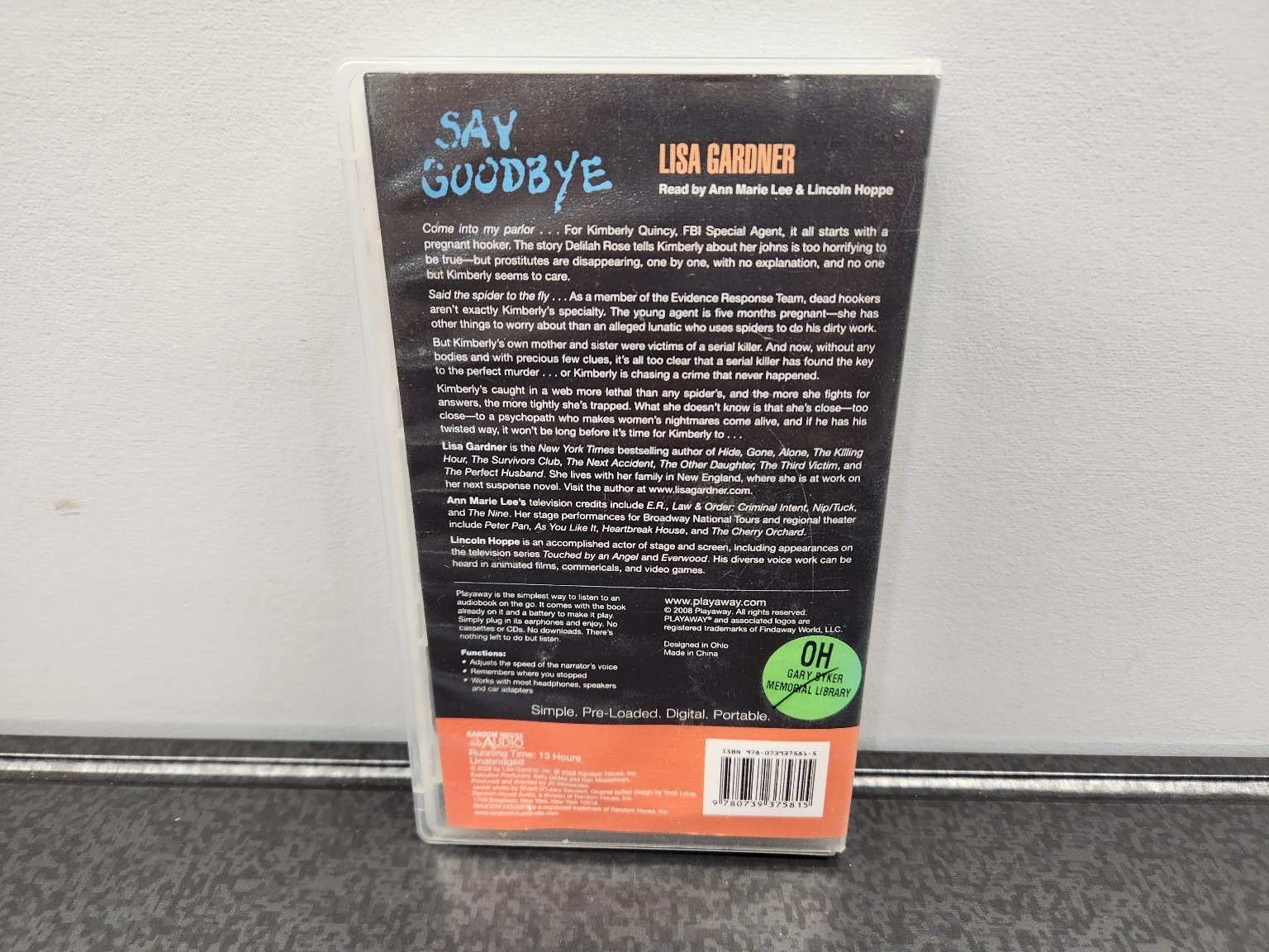 Say Goodbye by Lisa Gardner Playaway Audiobook Unabridged Ex-Library
