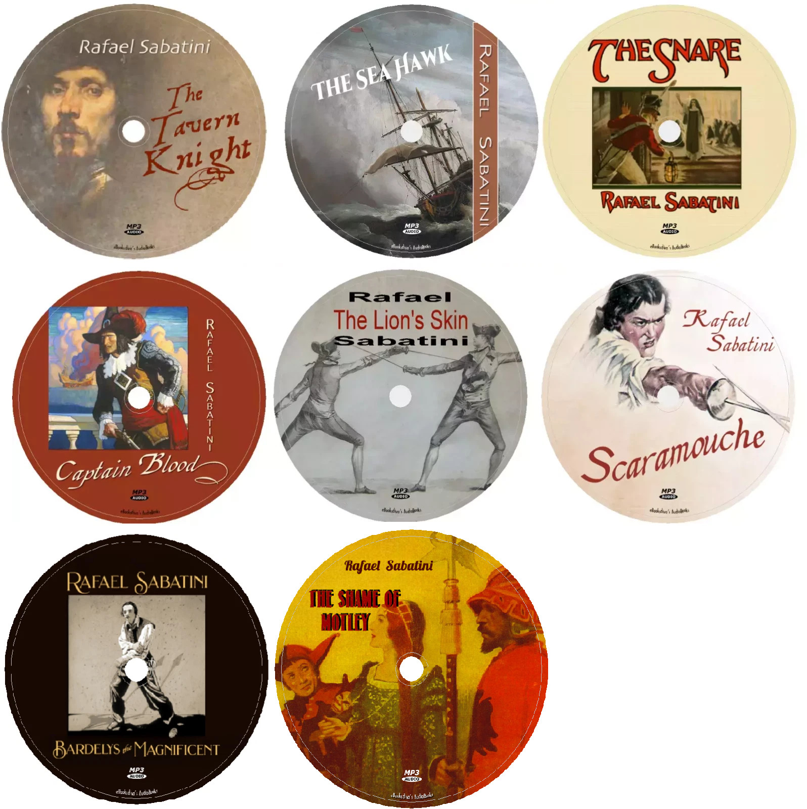Works of Rafael Sabatini 8 Adventure Mystery Audiobooks in 8 MP3 Audio CDs