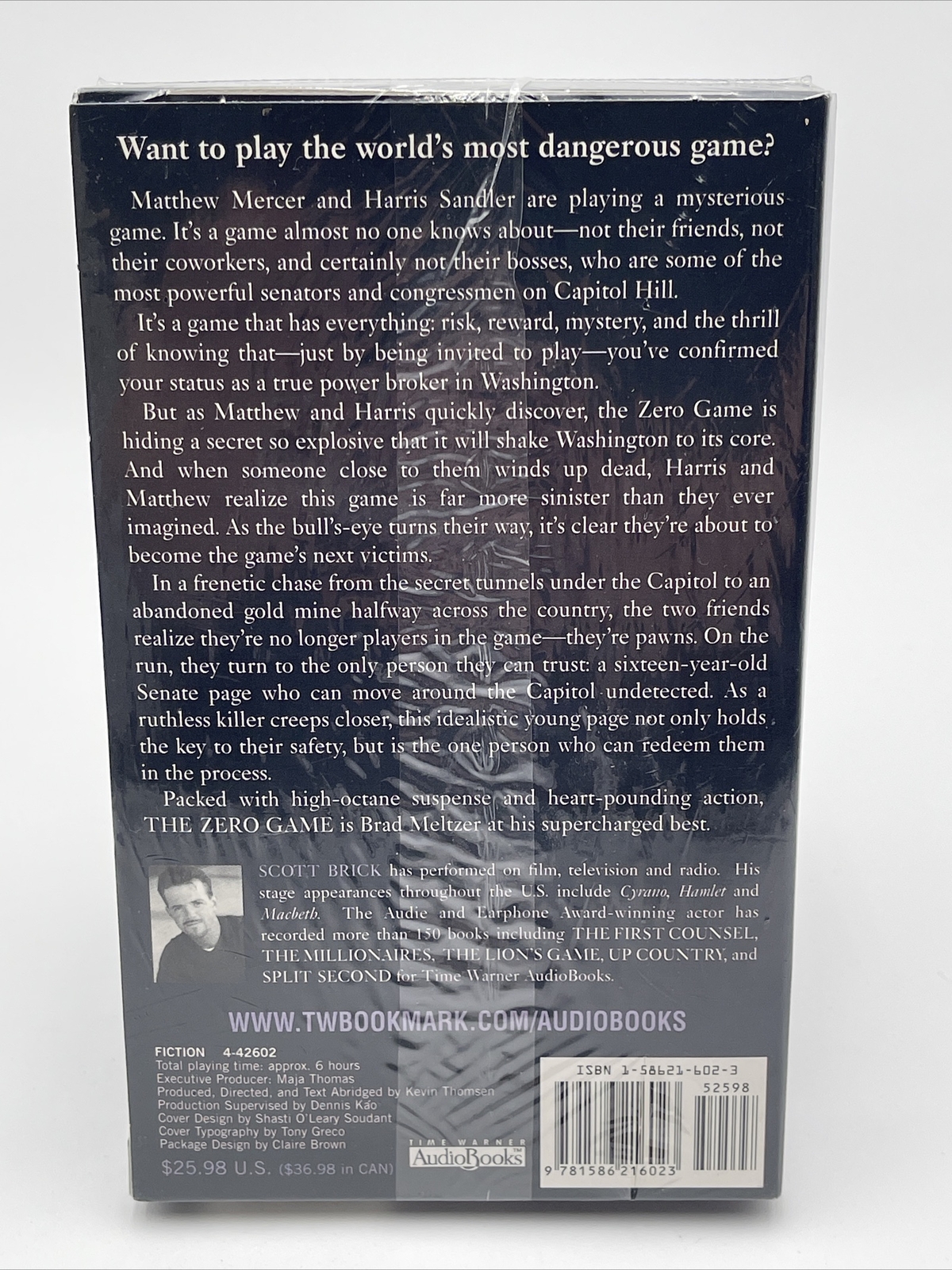 The Zero Game by Brad Meltzer Cassette Tape Abridged Read By Scott Brick Sealed