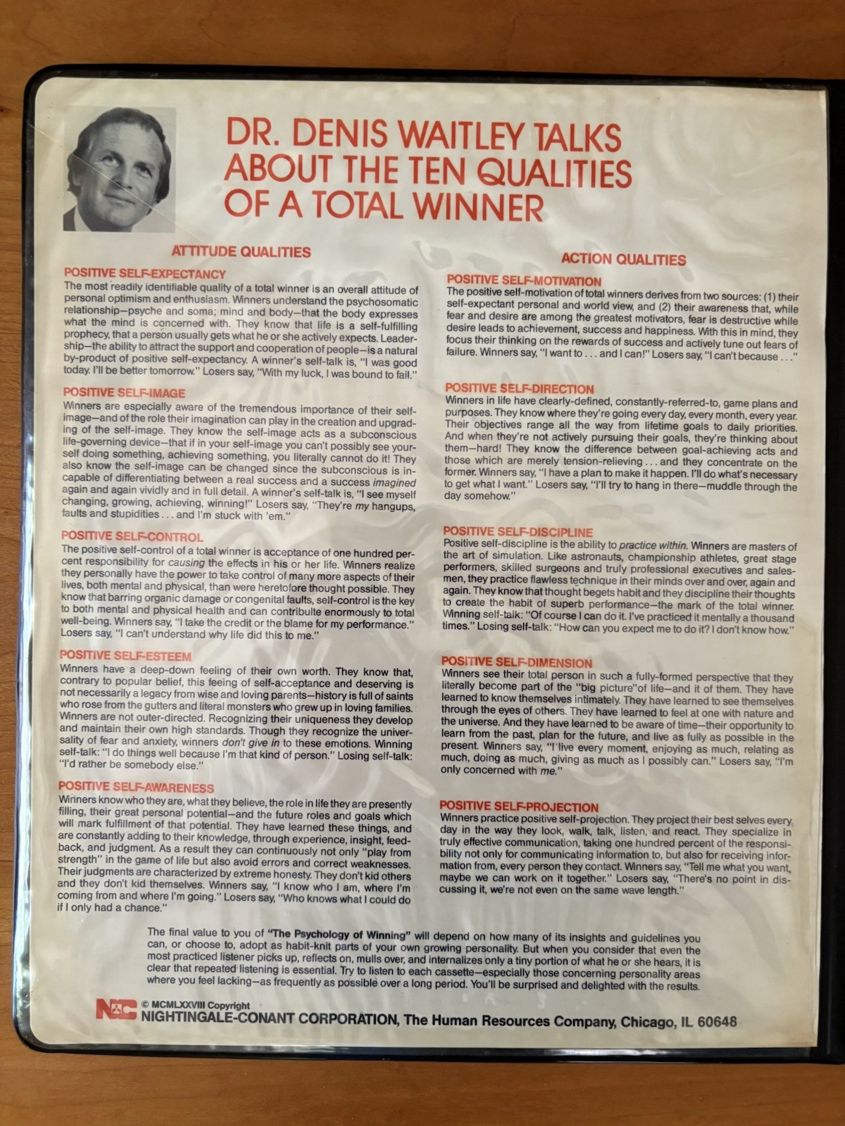 The Psychology of Winning On 6 Cassette By Dr. Denis E. Waitley, Ph. D