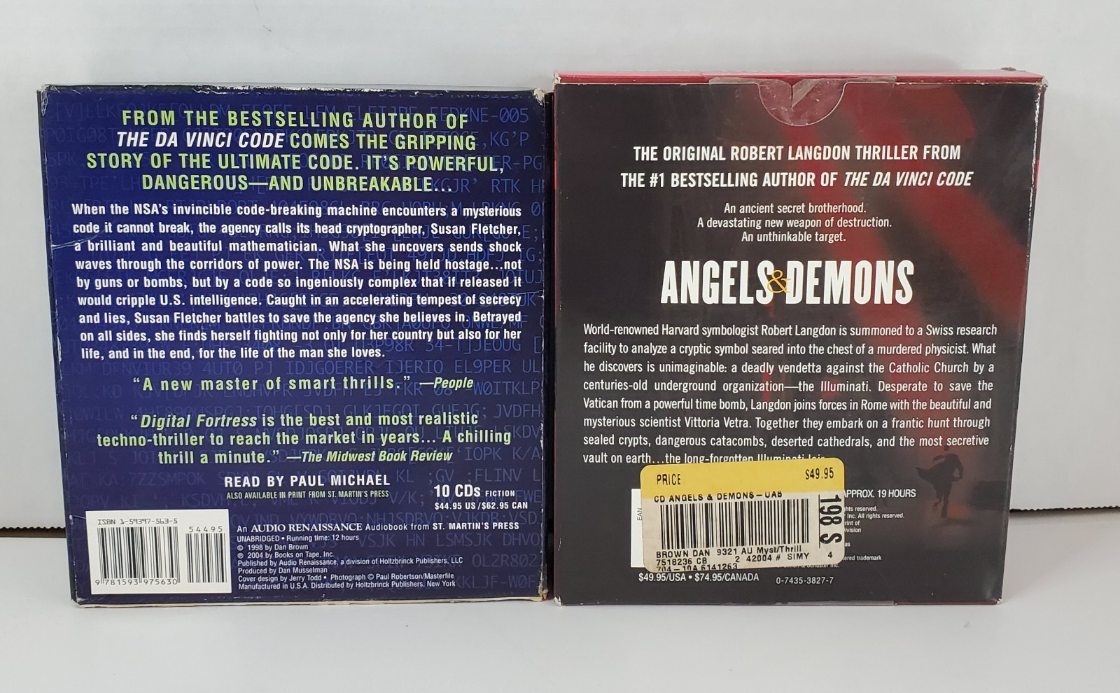 Digital Fortress / Angels & Demons by Dan Brown Audiobook CD Lot