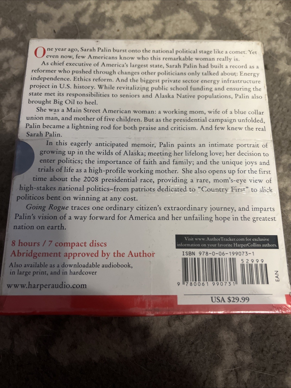 Going Rogue : An American Life by Sarah Palin (2009, Compact Disc) New Sealed
