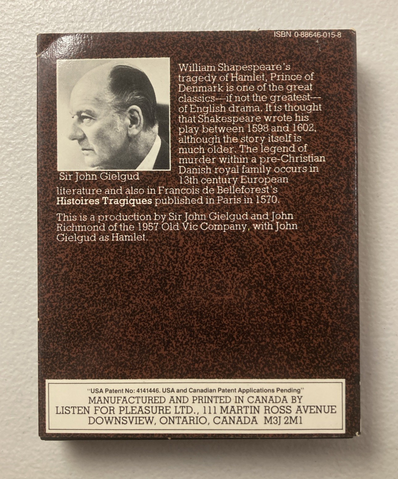 Sir John Gielgud and The Old Vic Company in Hamlet (2 Cassette Audio Book, 1981)