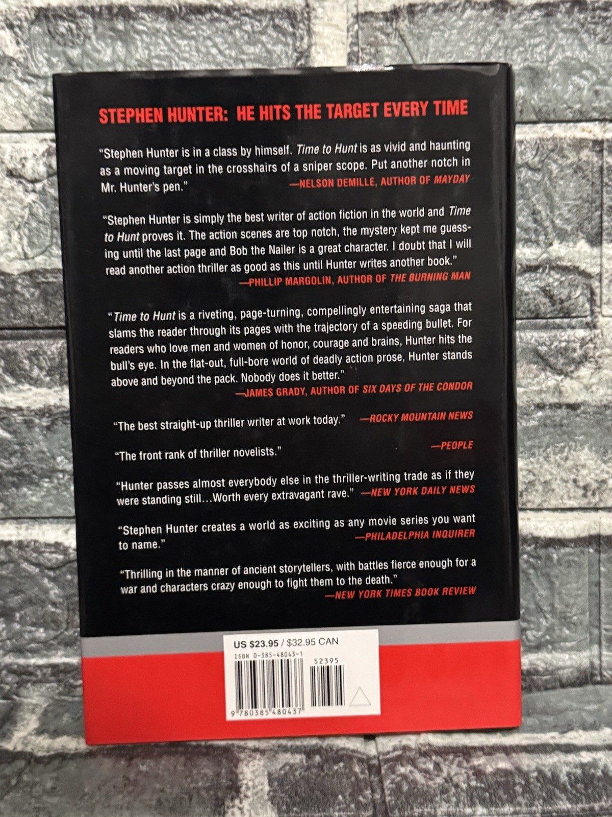 Stephen Hunter SIGNED Time To Hunt A Novel 1998 First Edition Hardcover