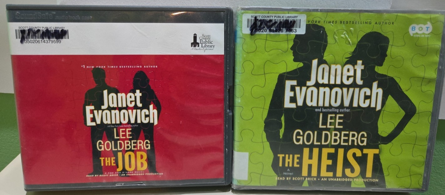 Audio Books CD Lot of 2Janet Evanovich Lee Goldberg The Heist The Job Ex Library