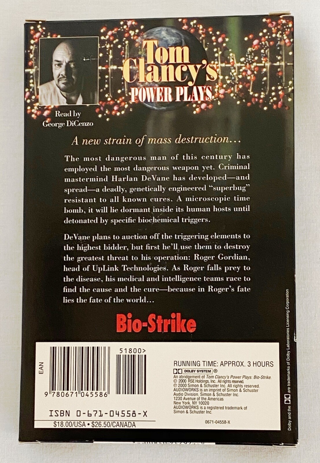 Tom Clancy Power Plays Bio-Strike Audio Book Cassette Tape