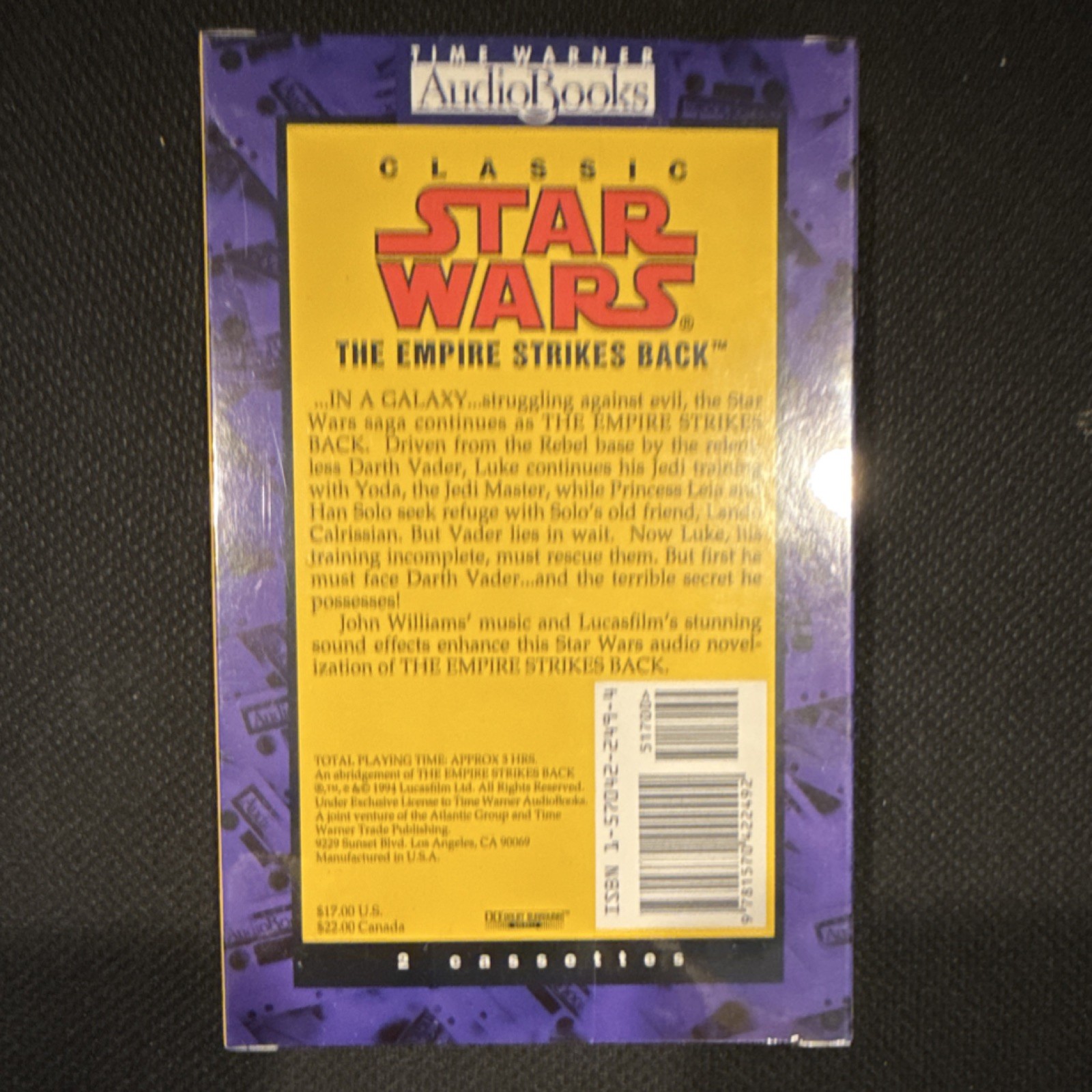 Star Wars: The Empire Strikes Back Audiobook 2 Cassetts Time Warne SEALED