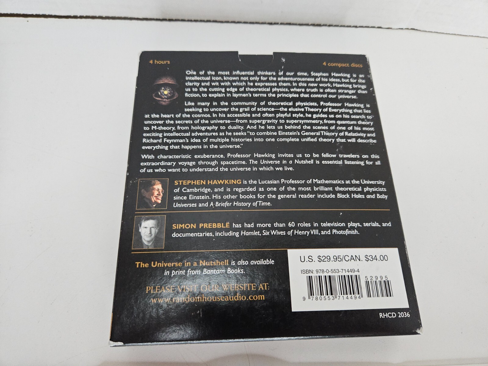 Stephen Hawking THE UNIVERSE IN A NUTSHELL Unabridged Prebble Audio Book 4 Discs
