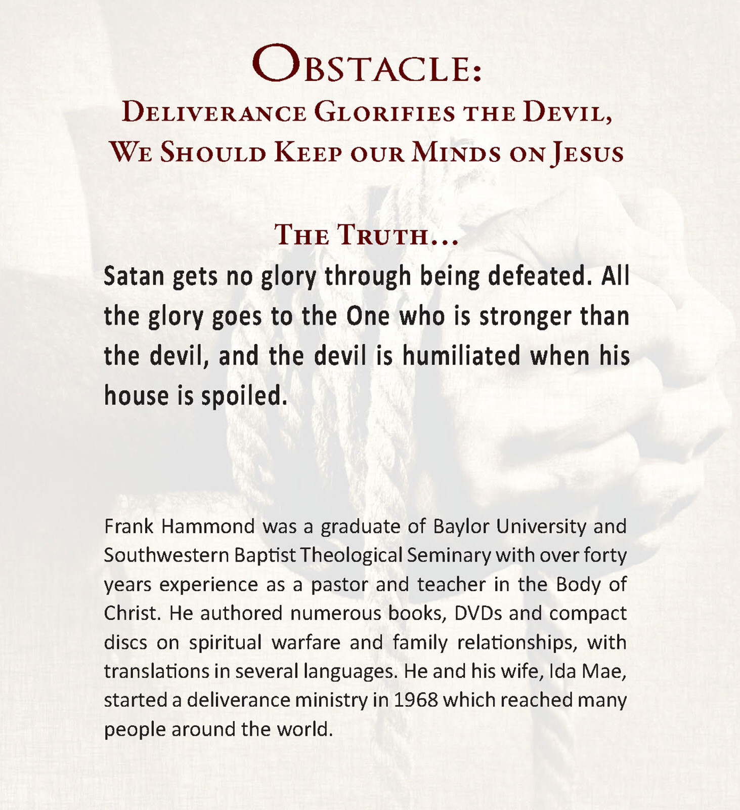 COMPACT DISC: Obstacles to Deliverance (1 CD) — by Frank Hammond