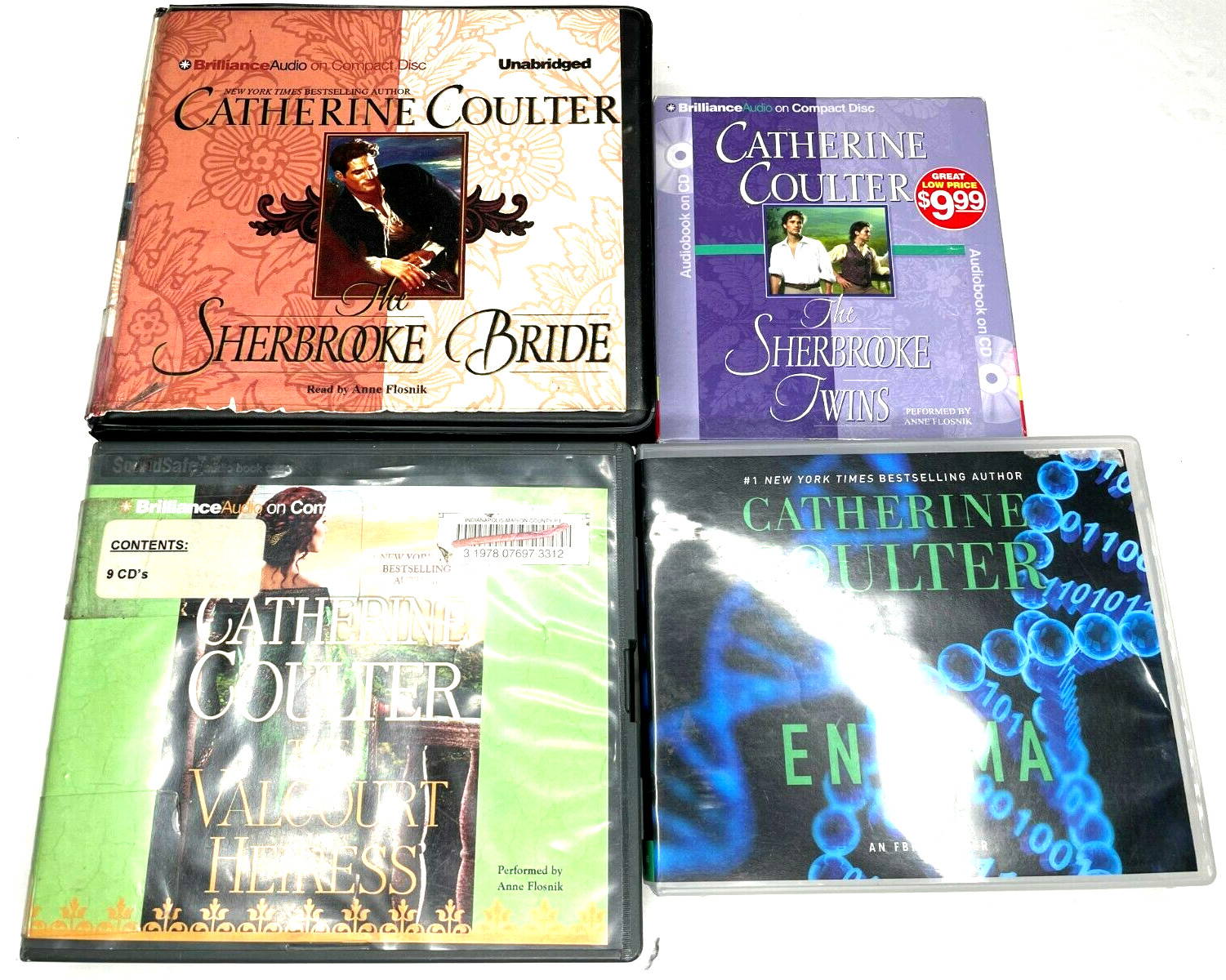 Lot 4 Catherine Coulter CD Audiobooks Enigma Valcourt Heiress Sherbrooke Twins