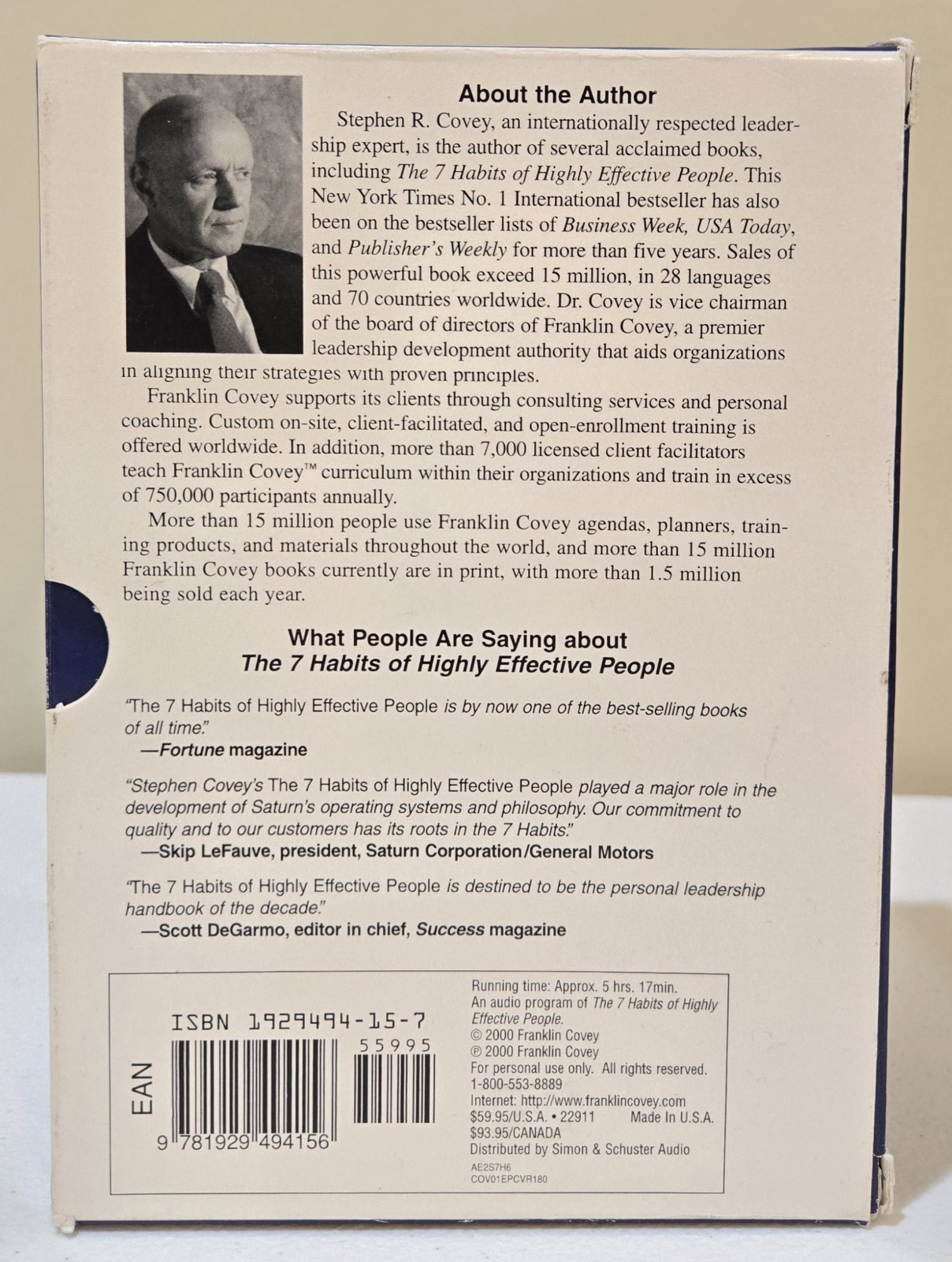 Stephen R. Covey The 7 Habits of Highly Effective People 6 CD Set Franklin Covey