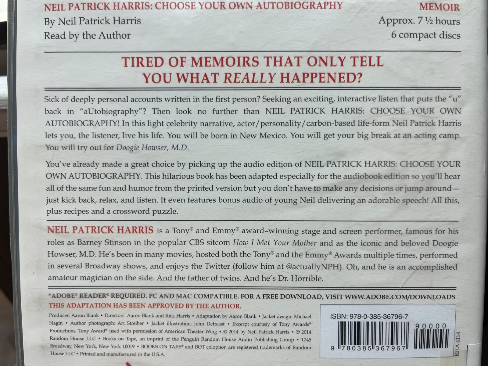 Neil Patrick Harris: Choose Your Own Autobiography ( audio cd 2014)