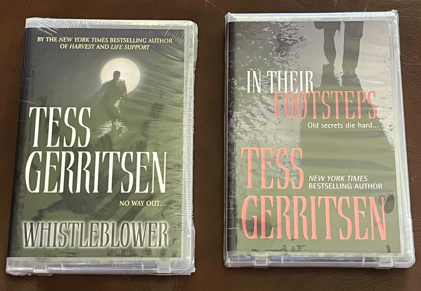 NEW In Their Footsteps and Whistleblower by Tess Gerritsen book on cassette tape