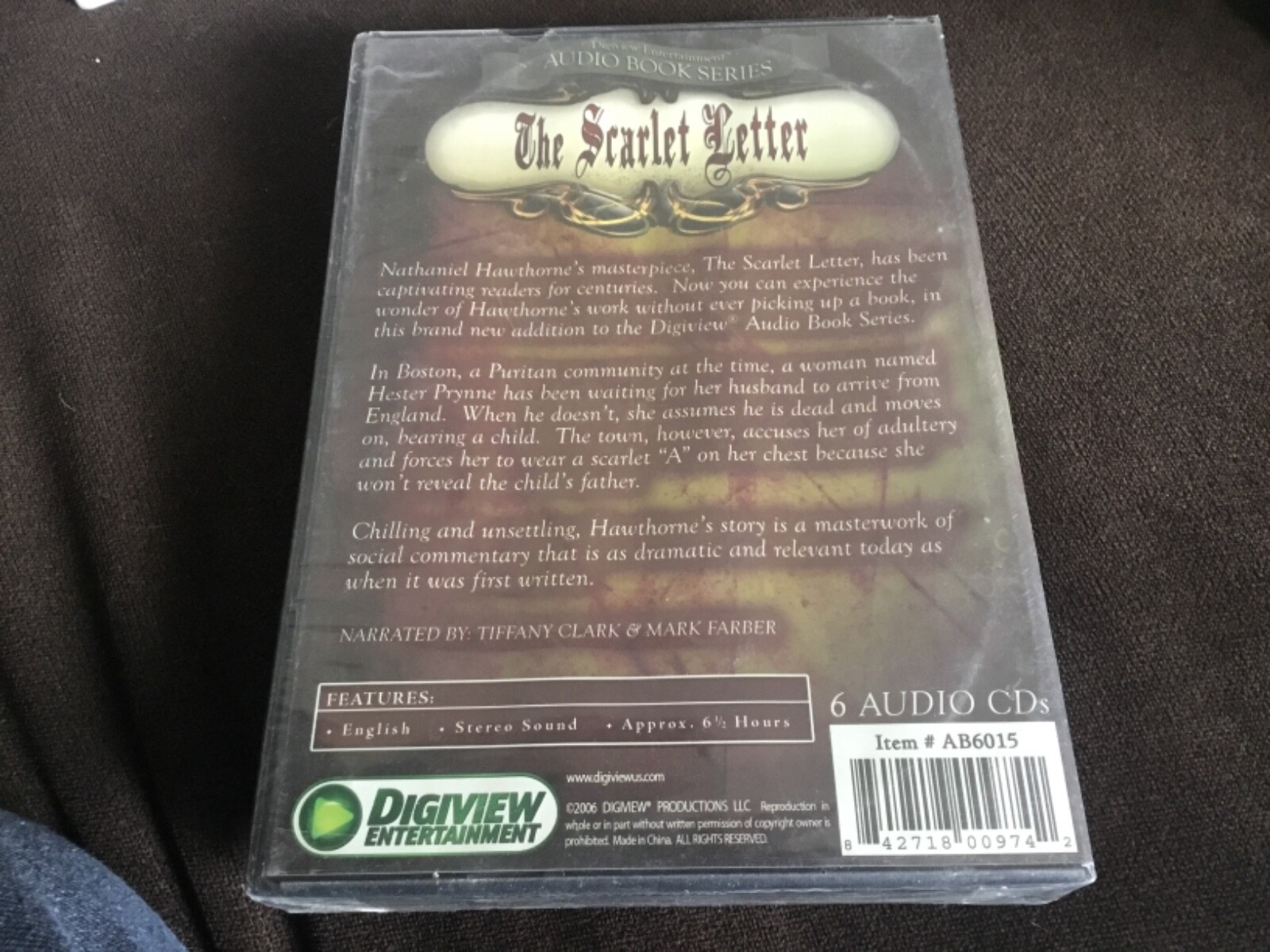 Audio Books 6 CD Set The Scarlet Letter by Nathaniel Hawthorne new