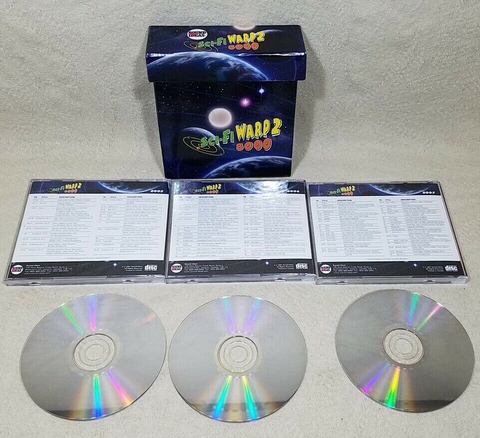 SOUND IDEAS SCI-FI WARP 2 8000 SFX SOUND EFFECTS SAMPLES 3 CD’S BOXED SET