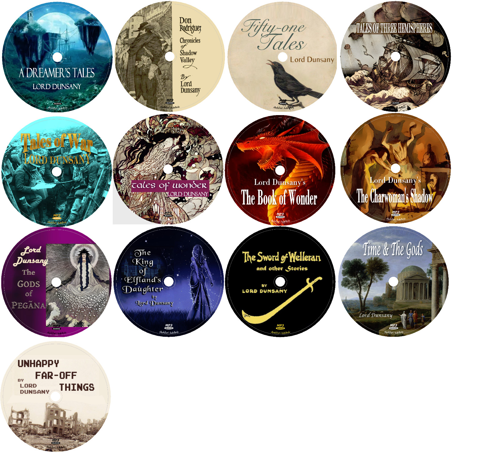 Lord Dunsany Fantasy Fiction Audiobooks in 13 MP3 Audio CDs
