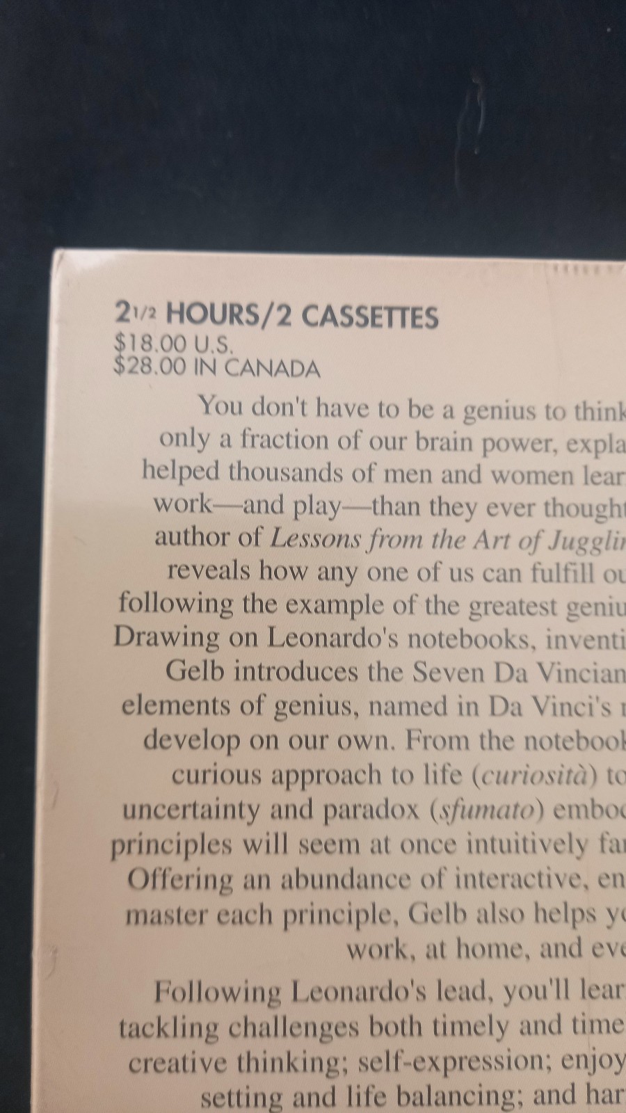 How To Think Like Leonardo Da Vinci — Sealed Audiobook 2 Cassettes 1999