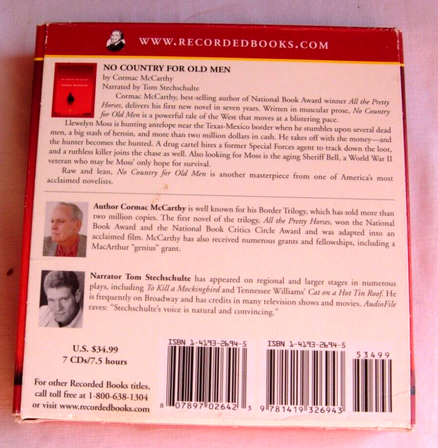 No Country for Old Men Cormac McCarthy 7 CD Audiobook read by Tom Stechschulte