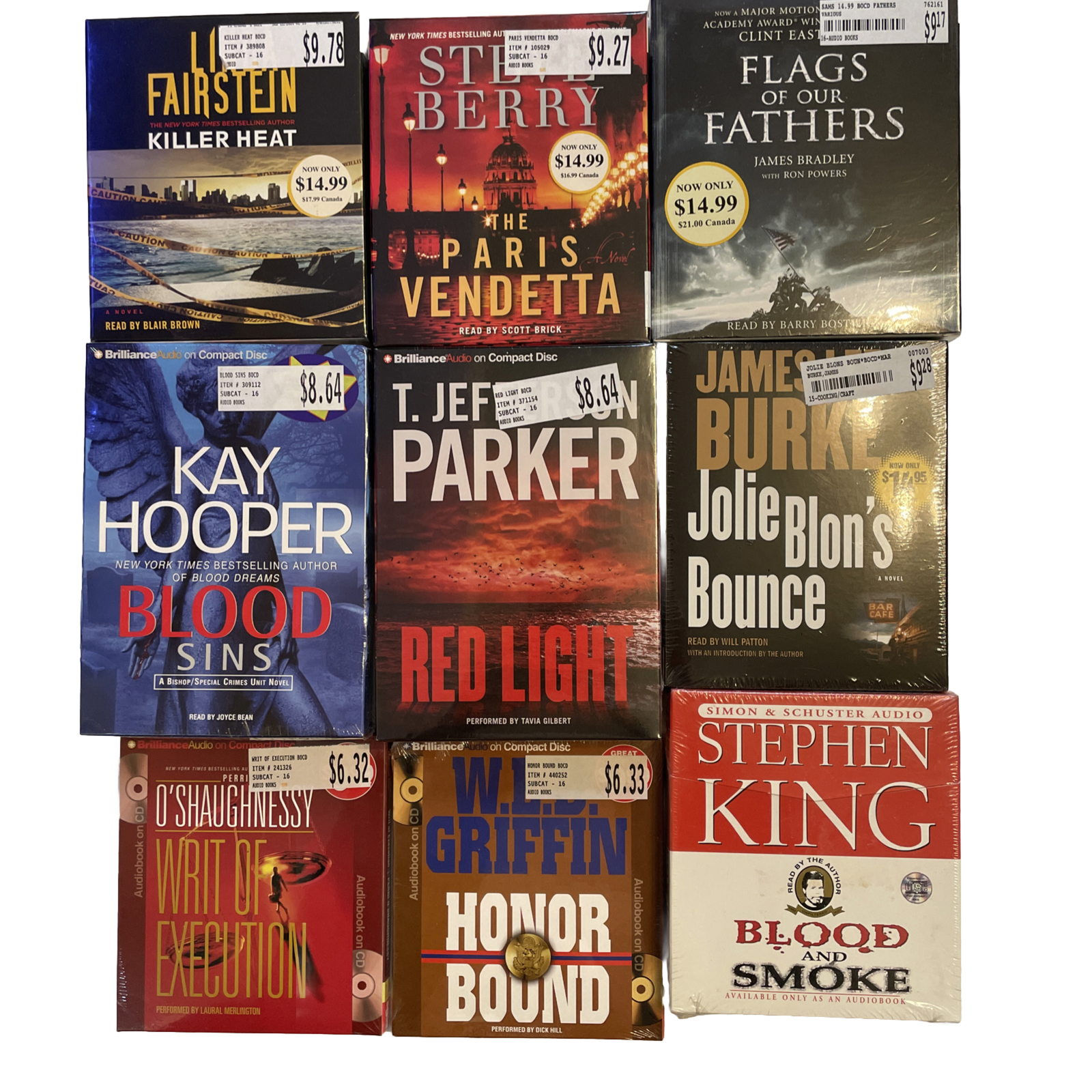 Lot Of 9 NEW Audiobooks Mystery Thriller Suspense By King, Parker, Burke, Berry
