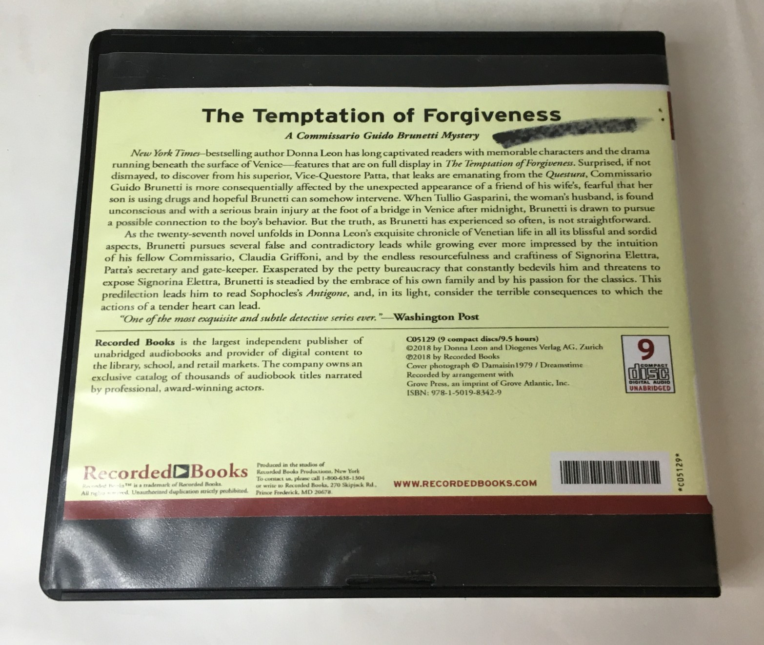 the Temptations of Forgiveness by Donna Leon Guido Brunetti Audiobook CD
