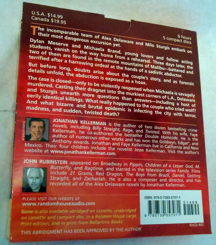 GONE No. 20 by Jonathan Kellerman (2007, 5 CDs, Abridged) John Rubinstein Reads