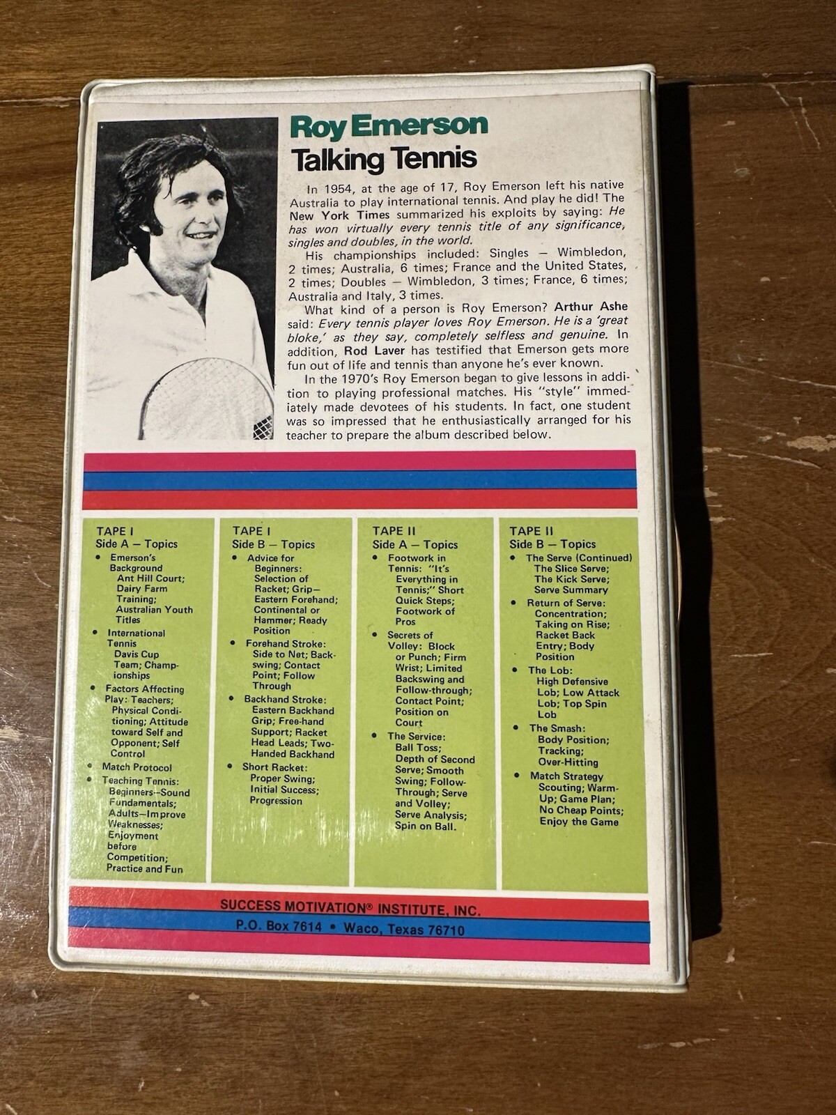Roy Emerson Talking Tennis Cassette Tape Set