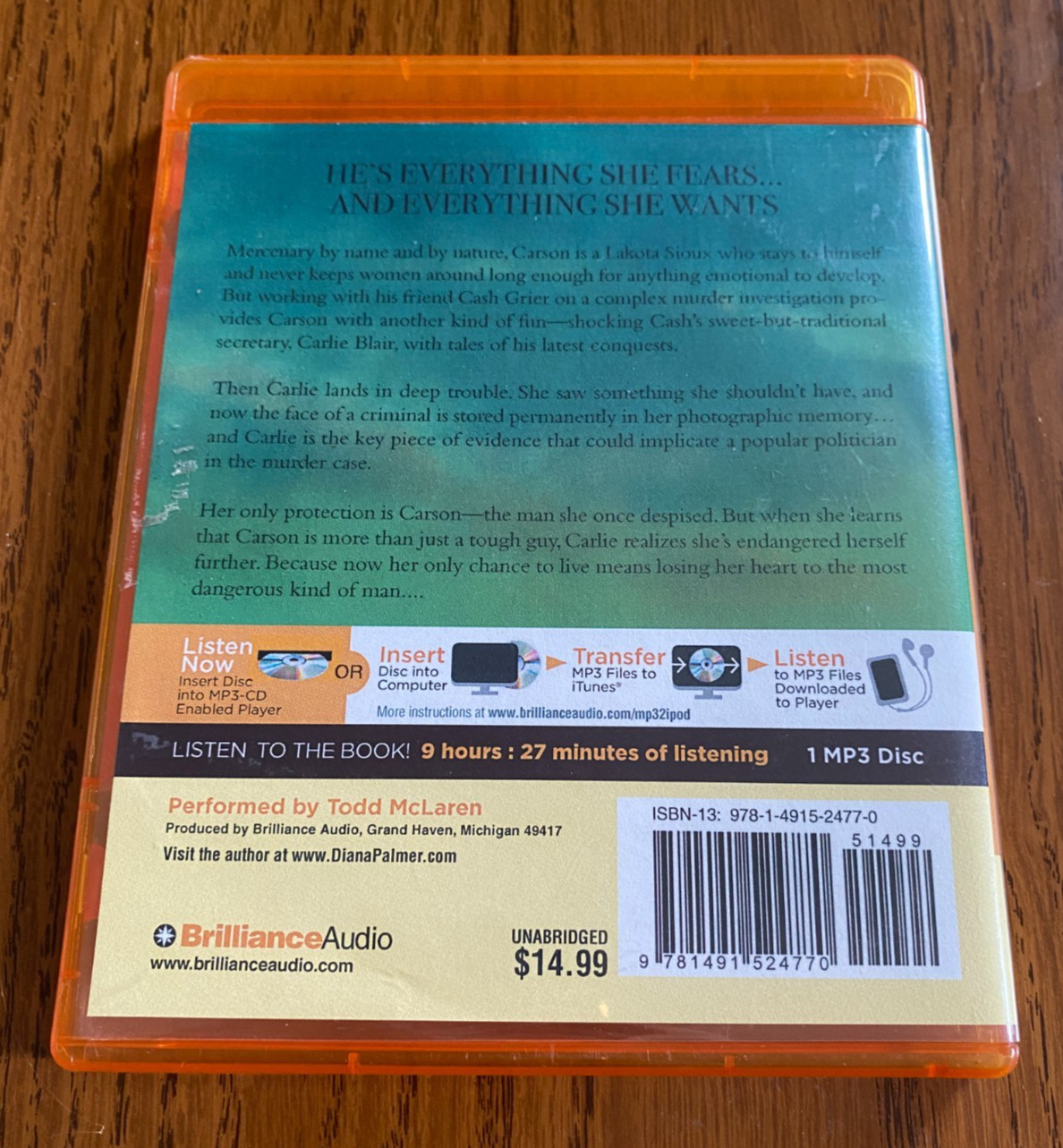 Diana Palmer — Invincible MP3 CD Novel Audiobook Brilliance Audio — Ships Free
