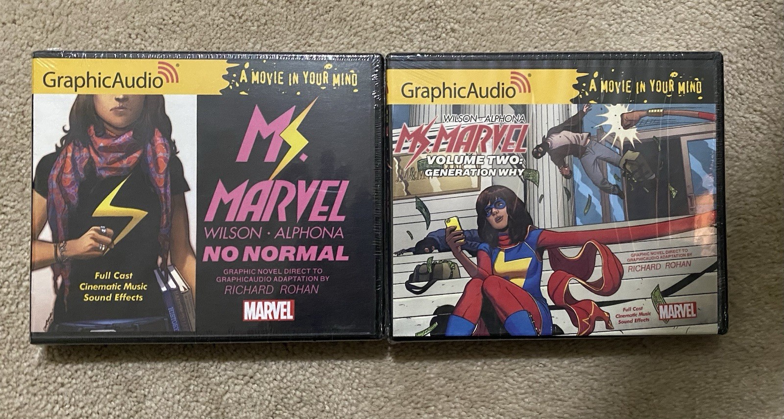 RARE! MARVEL COMICS GRAPHICAUDIO MS. MARVEL Volume 1 & Volume 2 BOTH NEW! SEALED