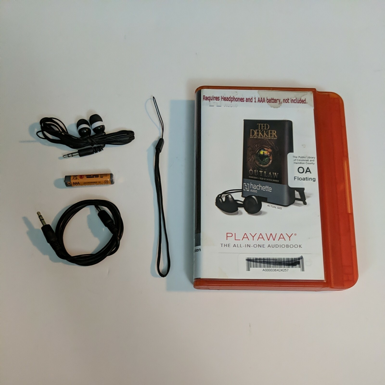 Outlaw By Ted Dekker Unabridged Audiobook Playaway Headphones Battery Aux
