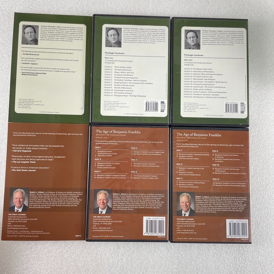 Great Courses: Conquest of the Americas & Benjamin Franklin Guidebooks + 24 CDs