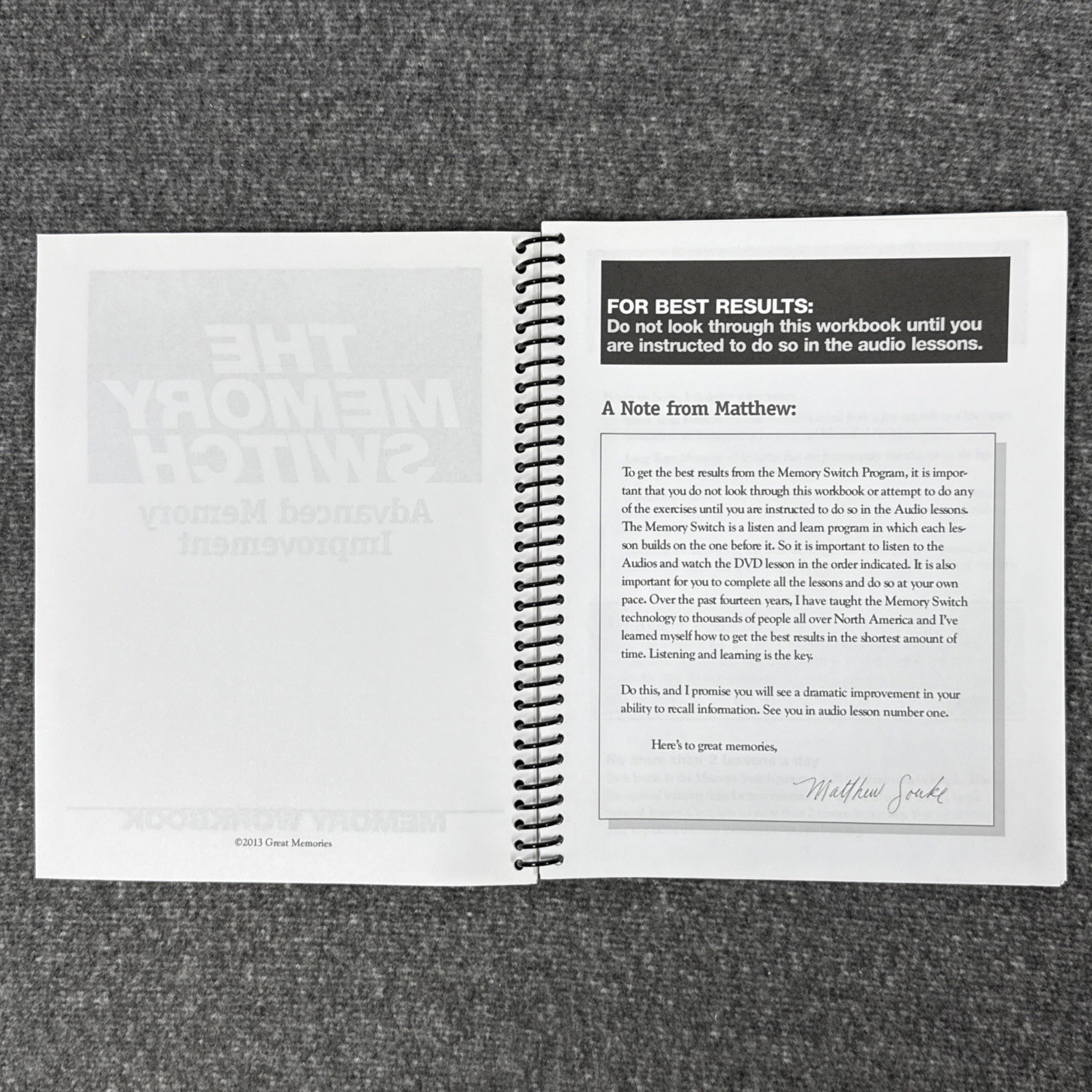The Memory Switch Matthew Goerke Complete USB DVD Workbook Memory Course Tested