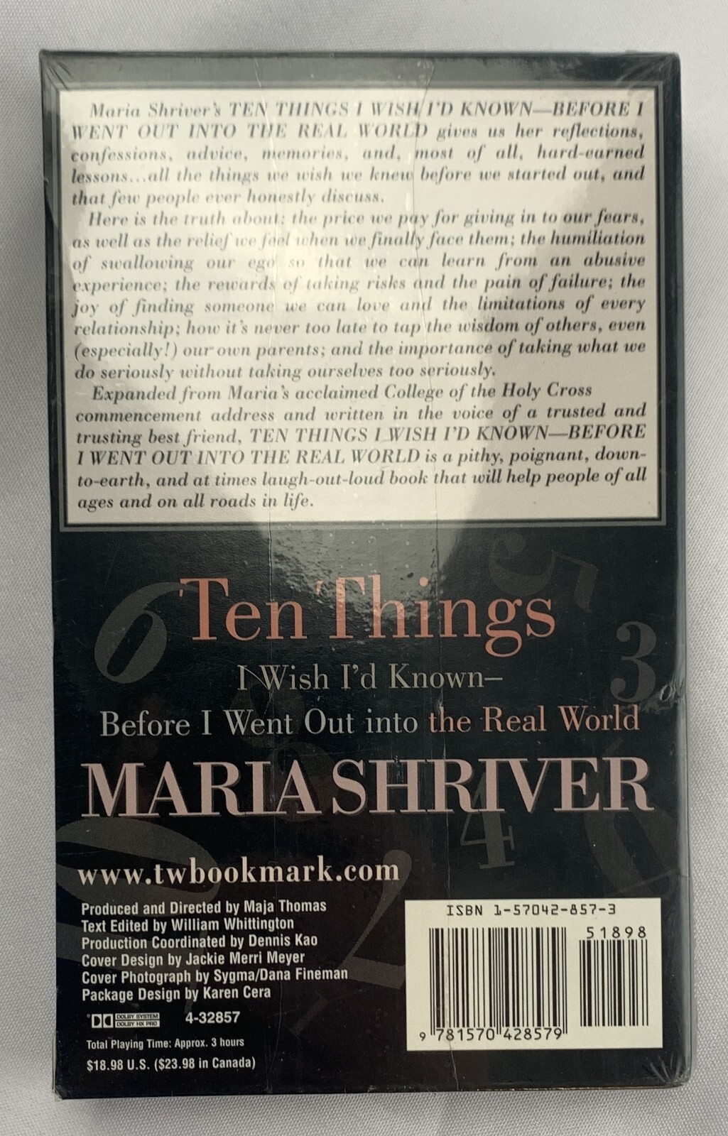 Ten Things I Wish I’d Known by Maria Shriver Audiobook Unabridged 2 Cassettes