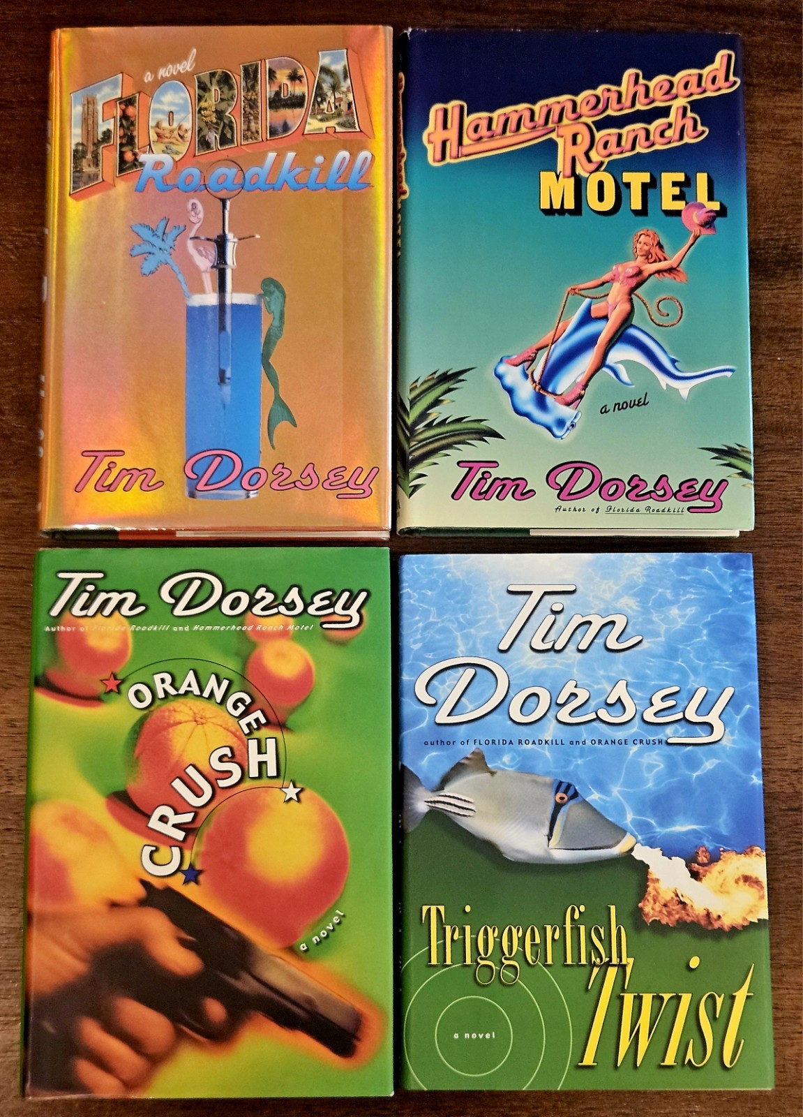 Lot Of First 4 TIM DORSEY Novels, ALL SIGNED FIRST EDITIONS Florida Roadkill