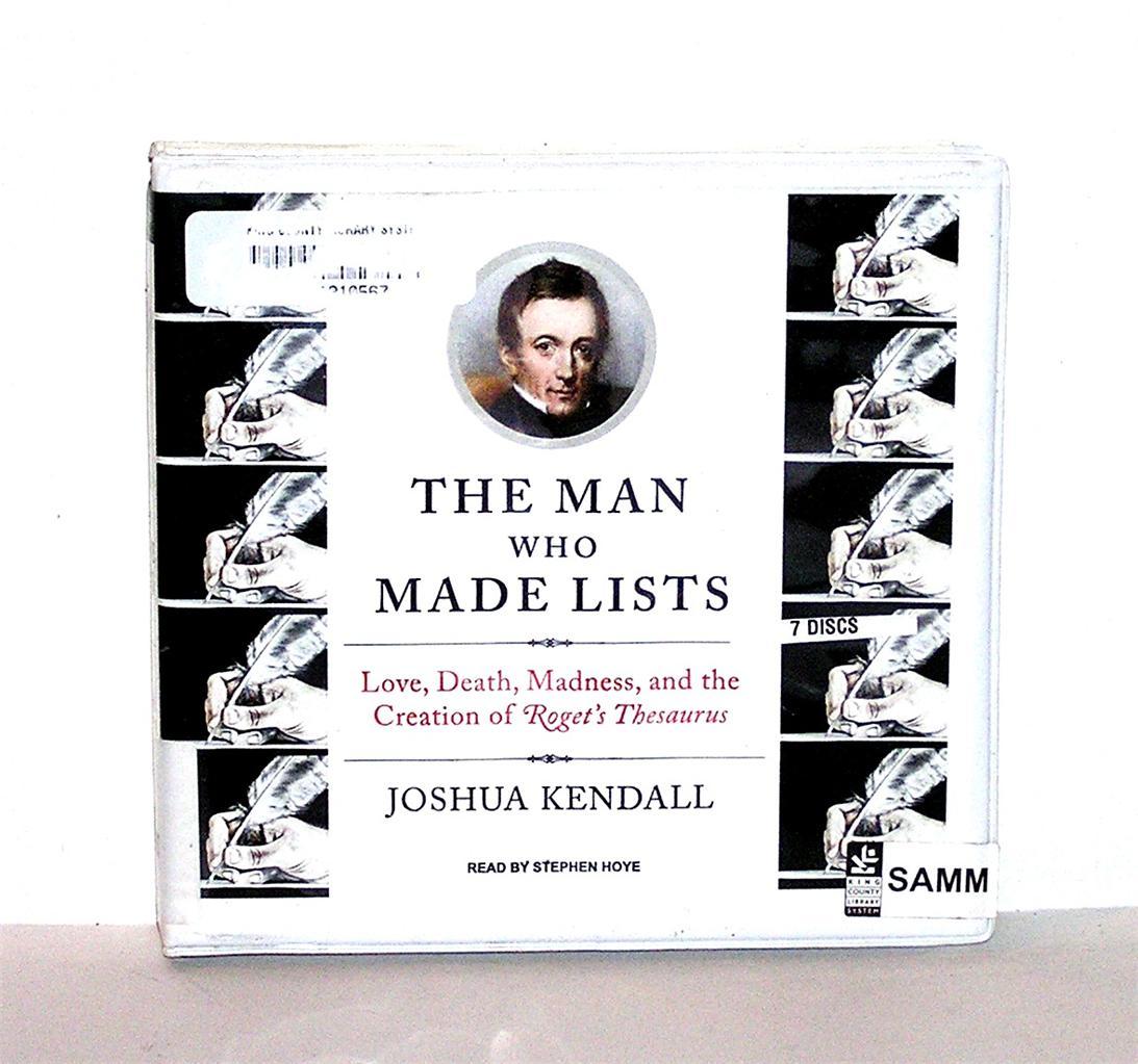 BOOK/AUDIOBOOK CD Joshua Kendall Peter Roget Biography THE MAN WHO MADE LISTS