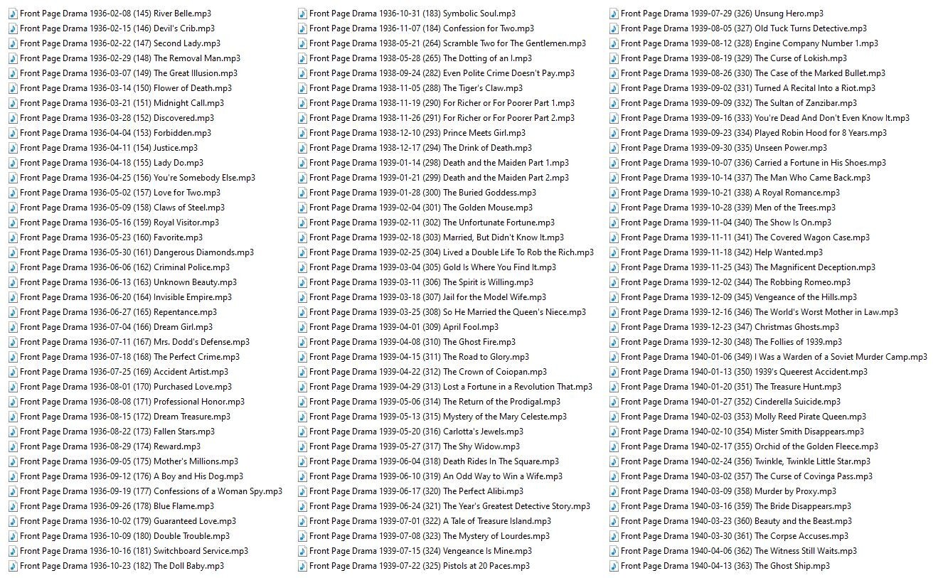 FRONT PAGE DRAMA Old Radio 325 Select Radio Shows OTR MP3 On USB Flash Drive