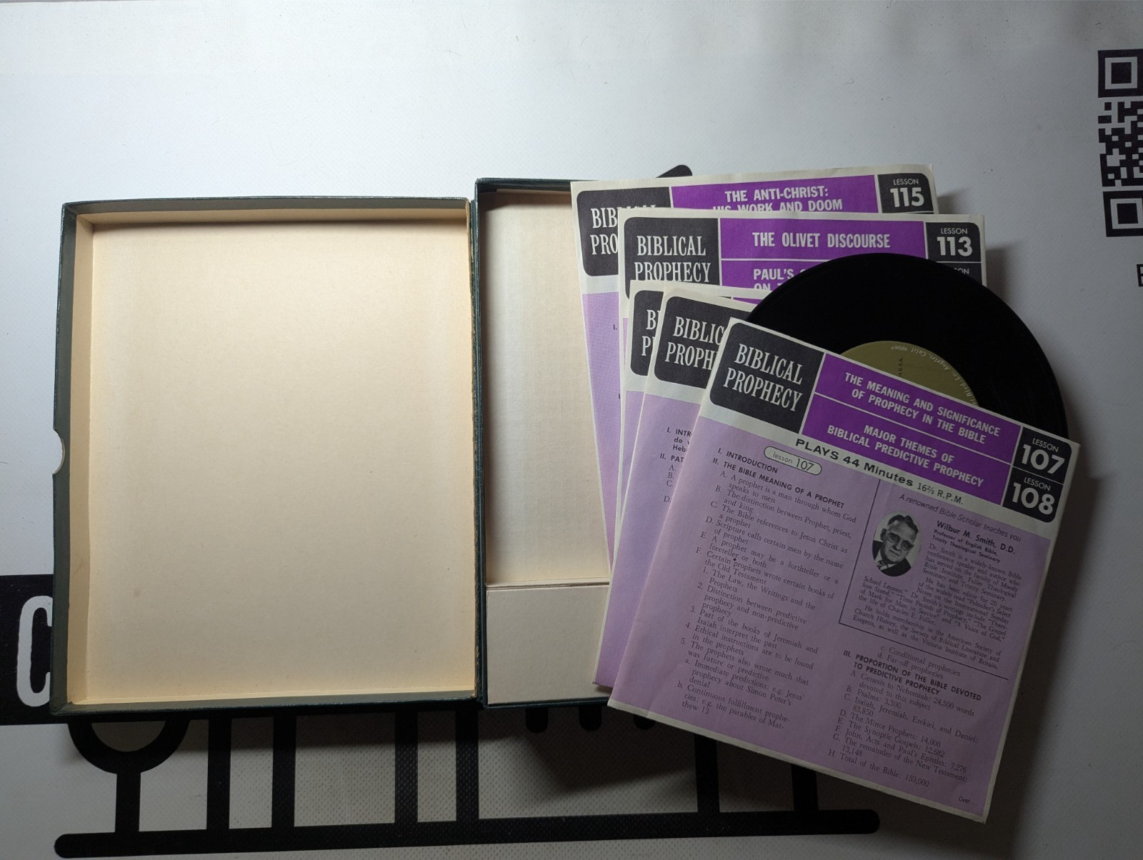 Audio Bible Studies ABS Biblical Prophecy Record Set 7″ — 16 2/3 RPM Vintage!