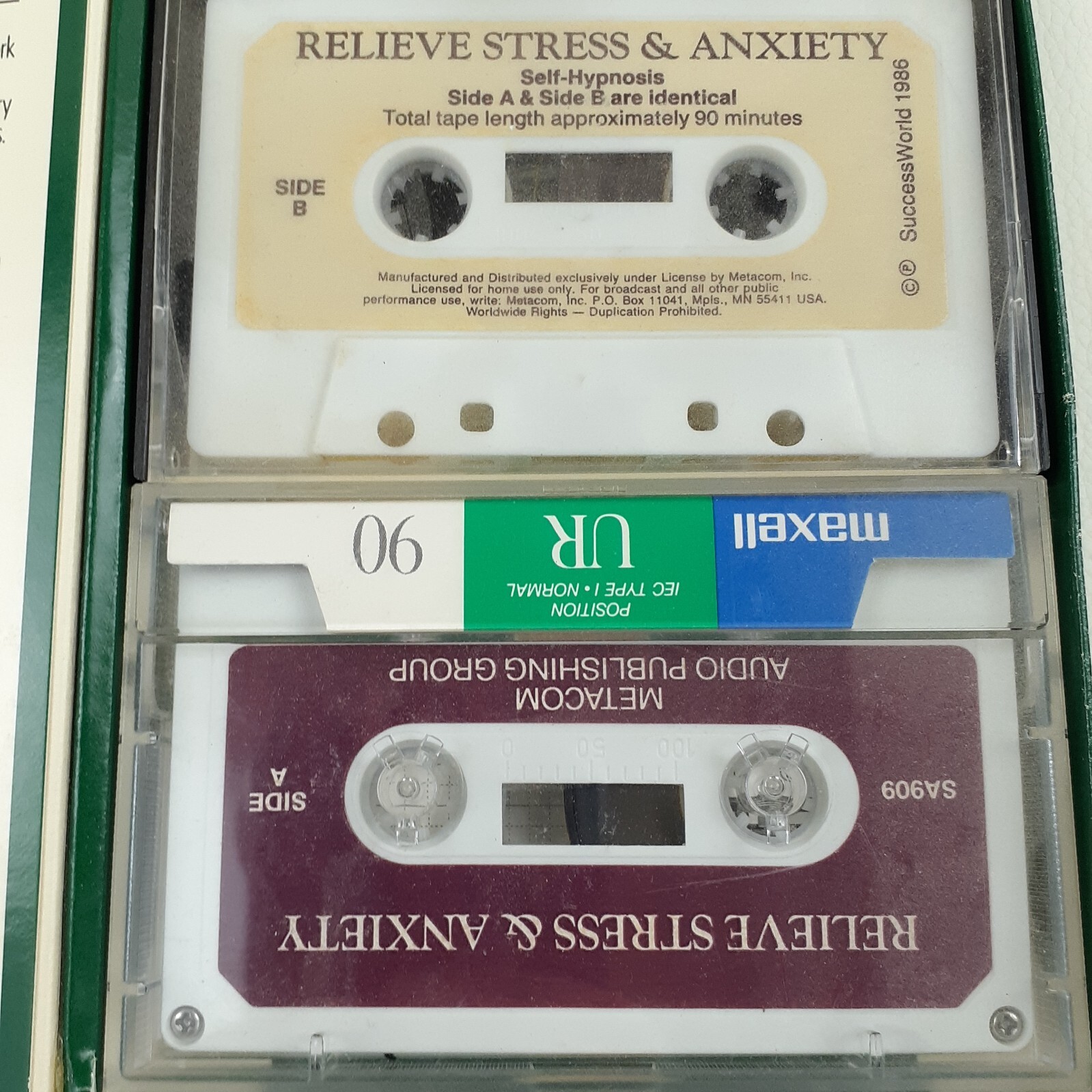 Relieve Stress Anxiety Self-Hypnosis & Subliminal Motivation 2 Cassette Book 80s