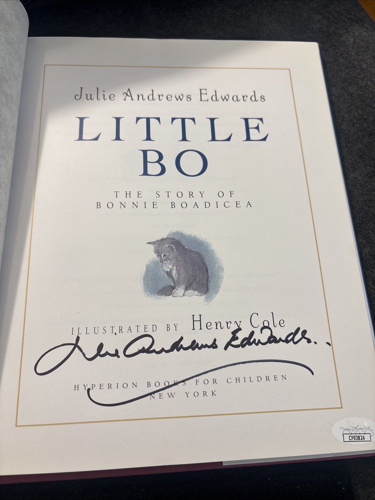 Signed 1st Ed.Little Bo : The Story of Bonnie Boadicea Julie Andrews Edwards JSA