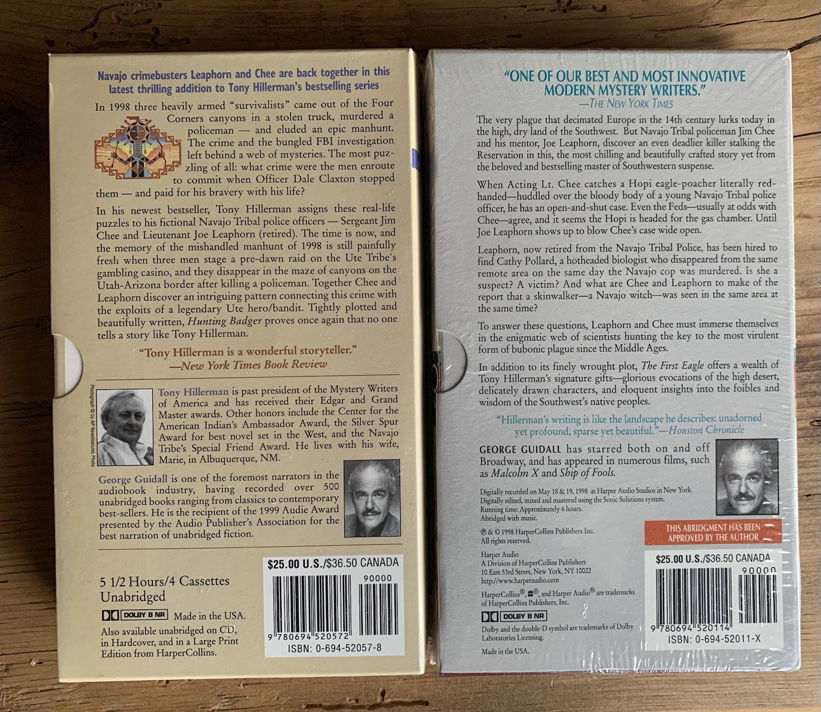 New T. Hillerman First Eagle 1998 & Hunting Badger 1999 Audiobook Cassettes Lot