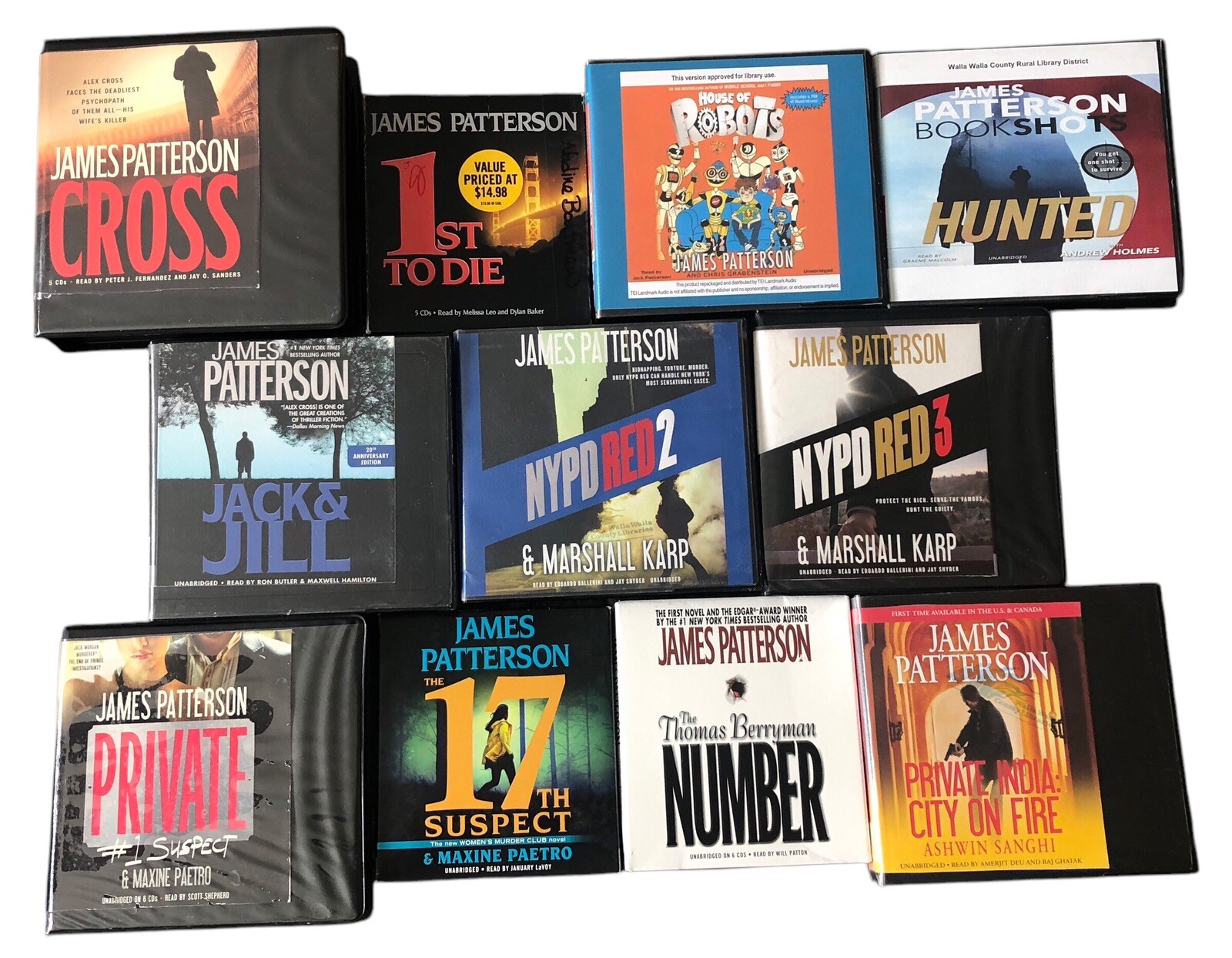 11 Audiobooks Bundle: Assorted James Patterson Mystery Thriller Novels on CDs