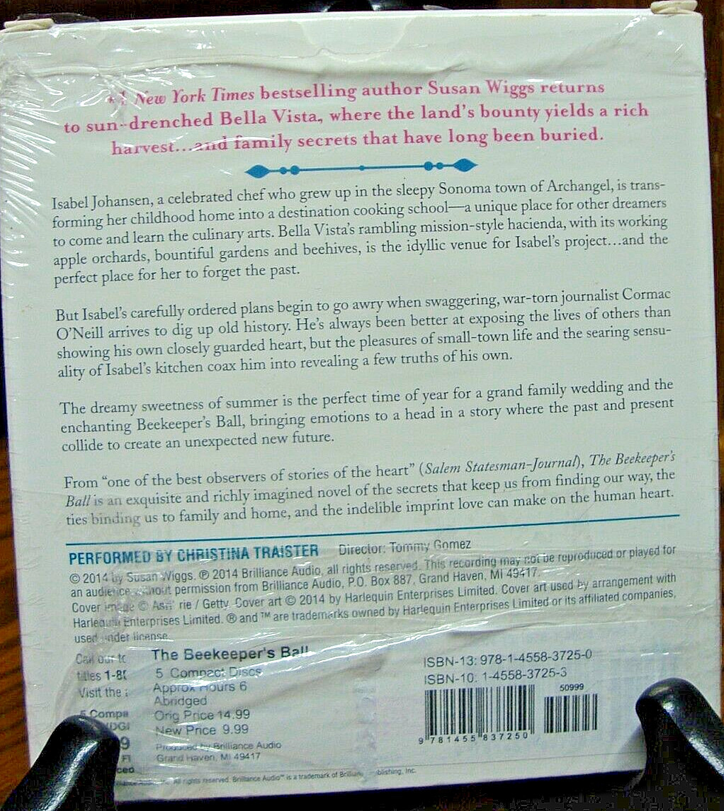 AUDIOBOOK CD: The Beekeepers Ball (Bella Vista) by Susan Wiggs-Abridged Novel R5