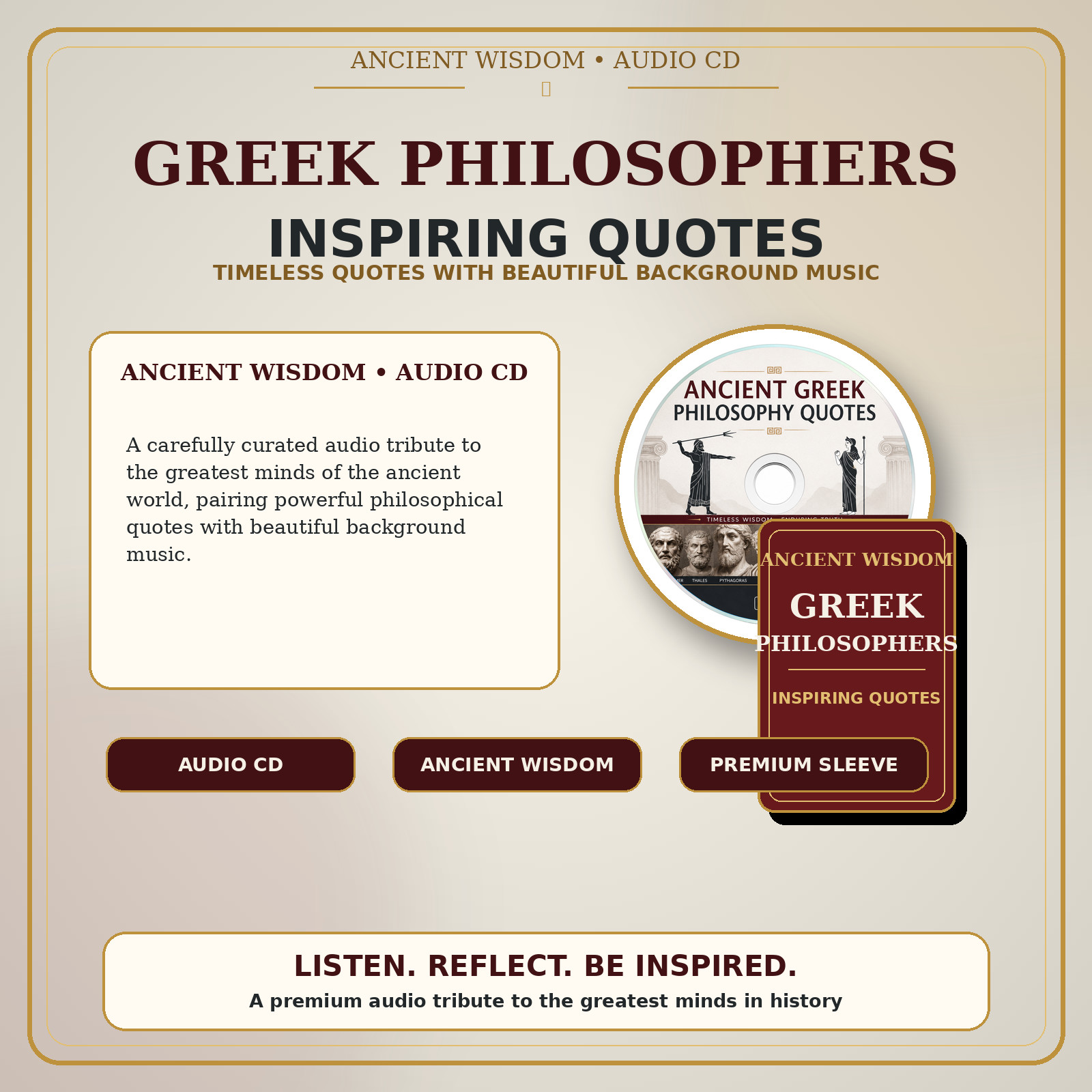 GREEK PHILOSOPHERS-INSPIRING QUOTES -Socrates-Plato- Aristotle-Seneca — AUDIO CD