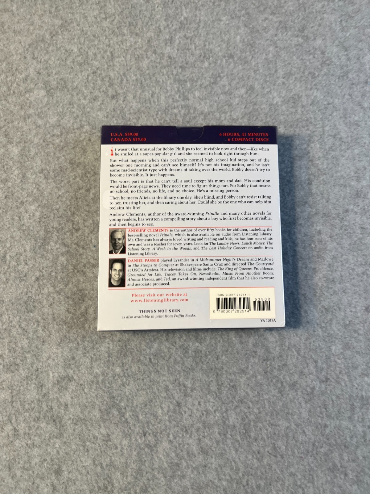 Things Not Seen by Andrew Clements Audio Book 6 CD’s 6.75 Hours Unabridged New