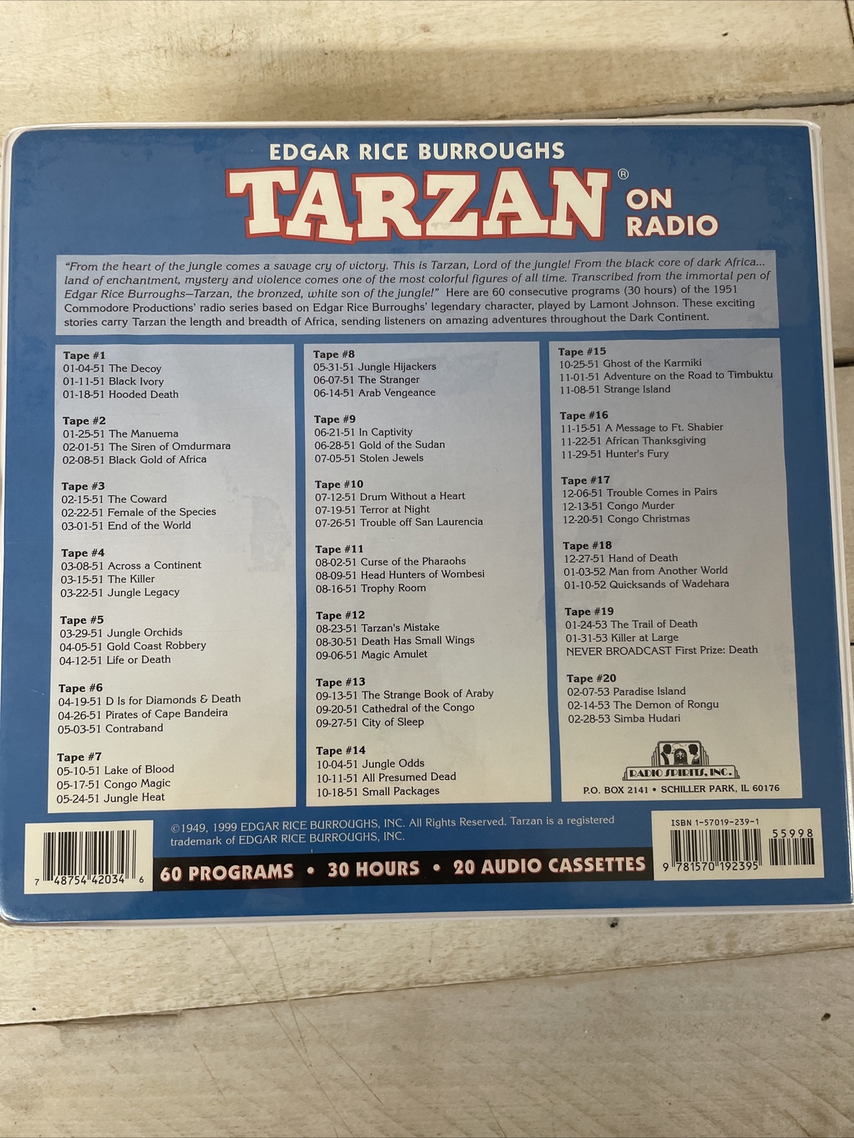 Tarzan On Radio 20 Audio Cassettes Set Edgar Rice Burroughs 60 Programs 30 Hours