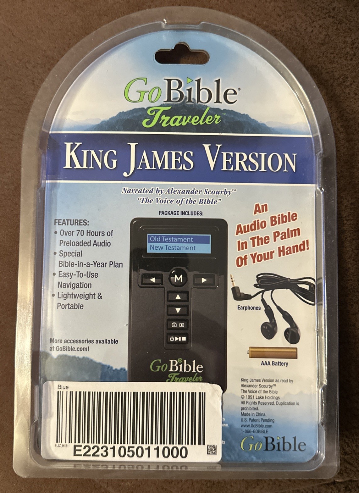 GoBible Traveler Digital Audio Bible King James Version New & Old Testament Blue