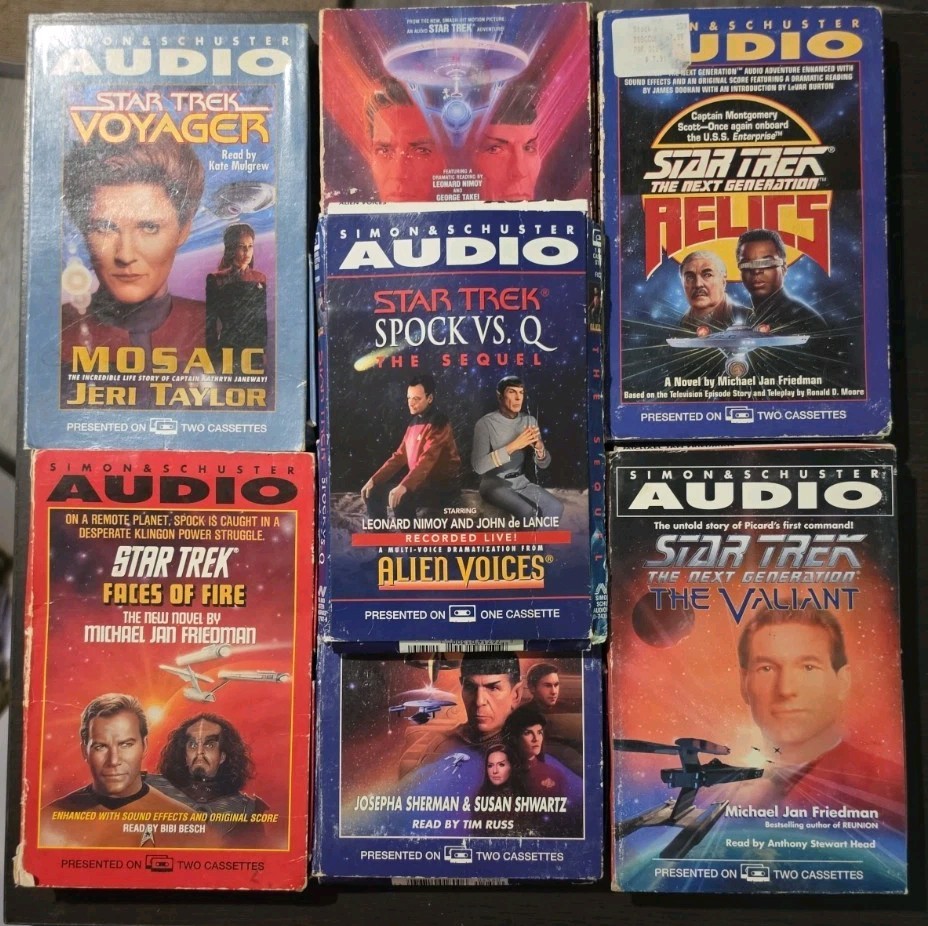 Star Trek Audio Cassette Tape Lot of 7 — Voyager Next Gen Spock vs Q — As-Is