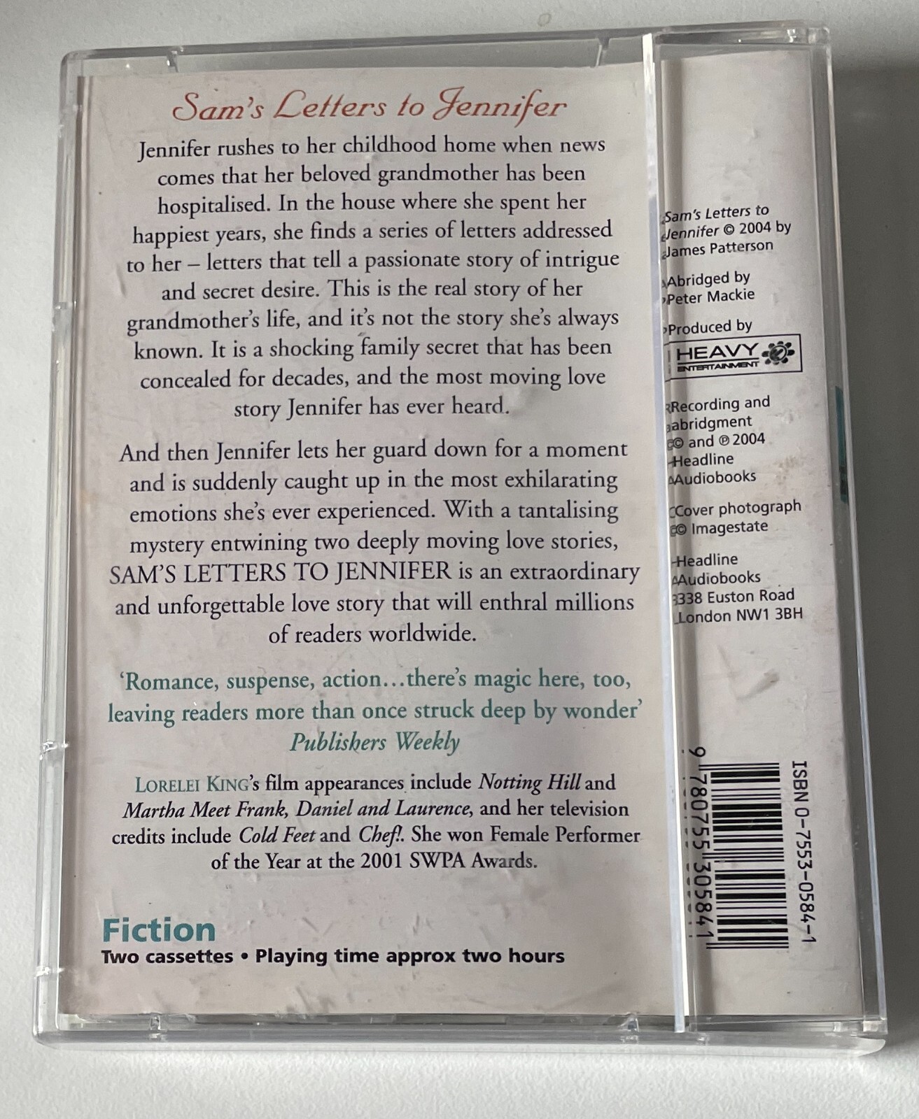 Audio Book JAMES PATTERSON Sam’s Letters to Jennifer Lorelei King on 2 x cass