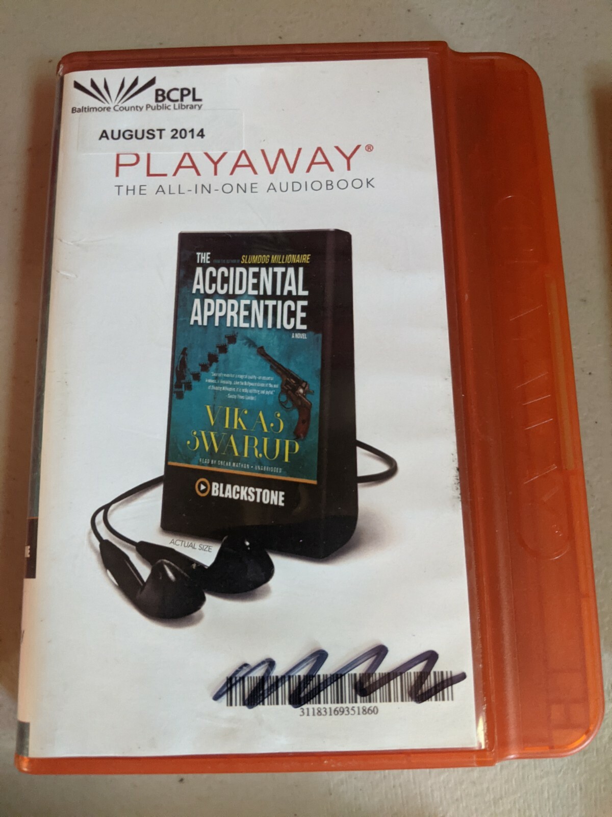 Shelf159 Audiobook PLAYAWAY~ THE ACCIDENTAL APPRENTICE BY VIKAS SWARUP