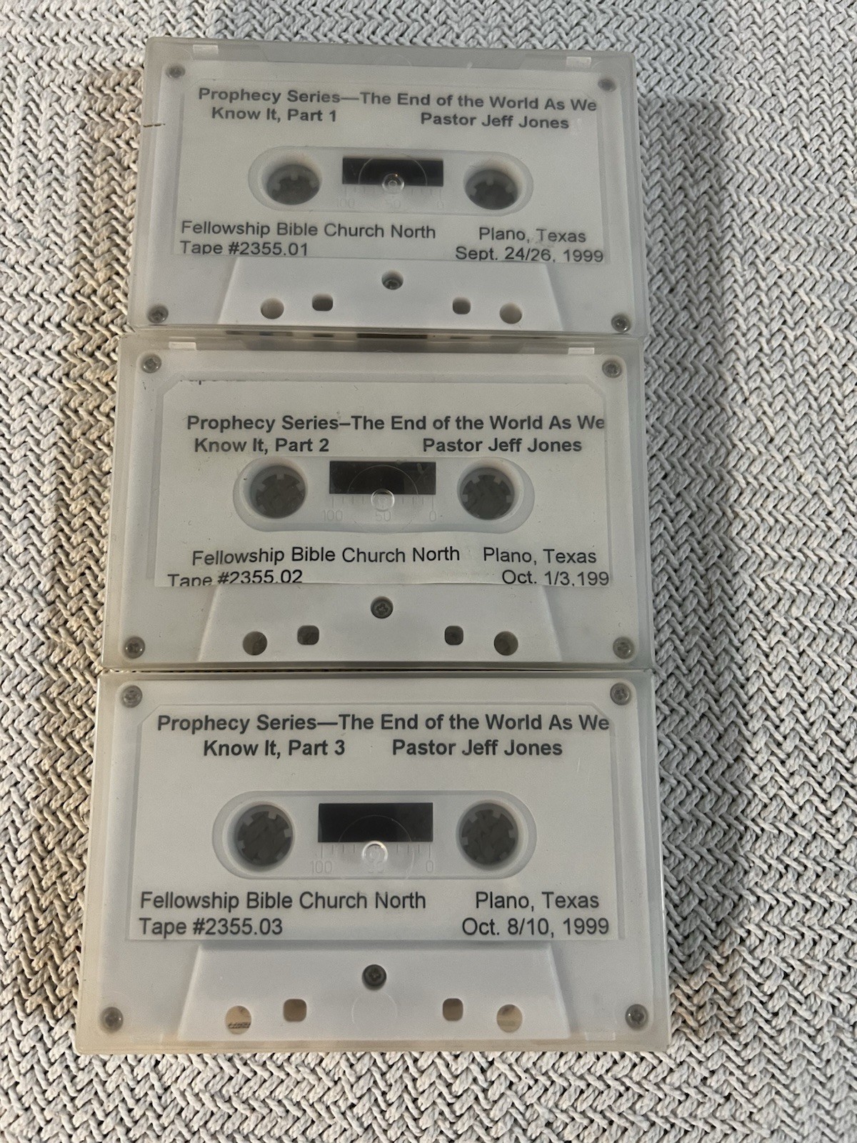 Cassette Tape Prophecy Series Part1-3 Fellowship Bible Church 1999