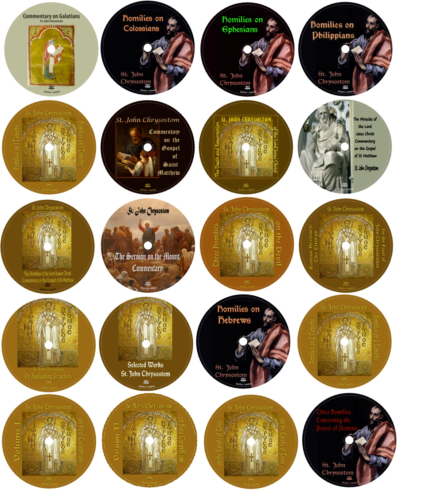 St. John Chrysostom Christian Commentary Audiobooks in 21 MP3 CDs